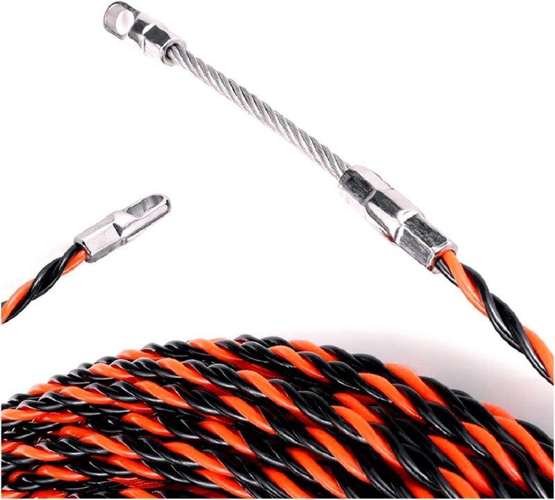 VGongTech 1/5" 50ft Fish Tape Cable Puller Cable Rods Kit 15M PET Electrical Cable Puller Through Wall Wire Guide Device Threader Fish Cable Fastener - Image 2